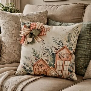 Charming Holiday Pillow with Rustic Design